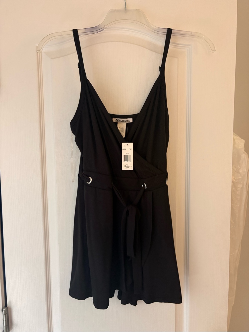 Renee C Black Sleeveless Wrap Romper